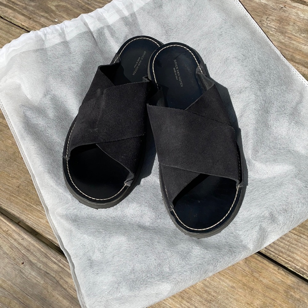 Dries Van Noten Black Suede Sandals - 45 size12